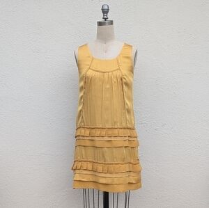 Shu Lami Gold Tiered Shift Dress Size Small